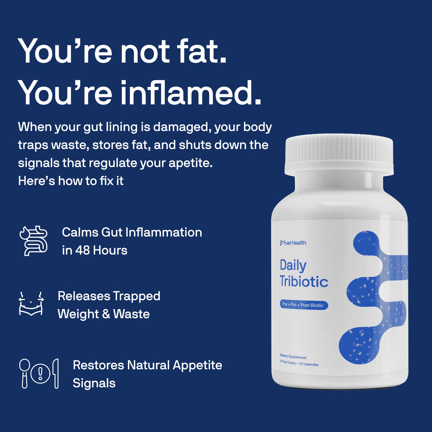 Stop Bloating & Restore Regularity with Daily Tribiotic Pre+Pro+Postbiotic