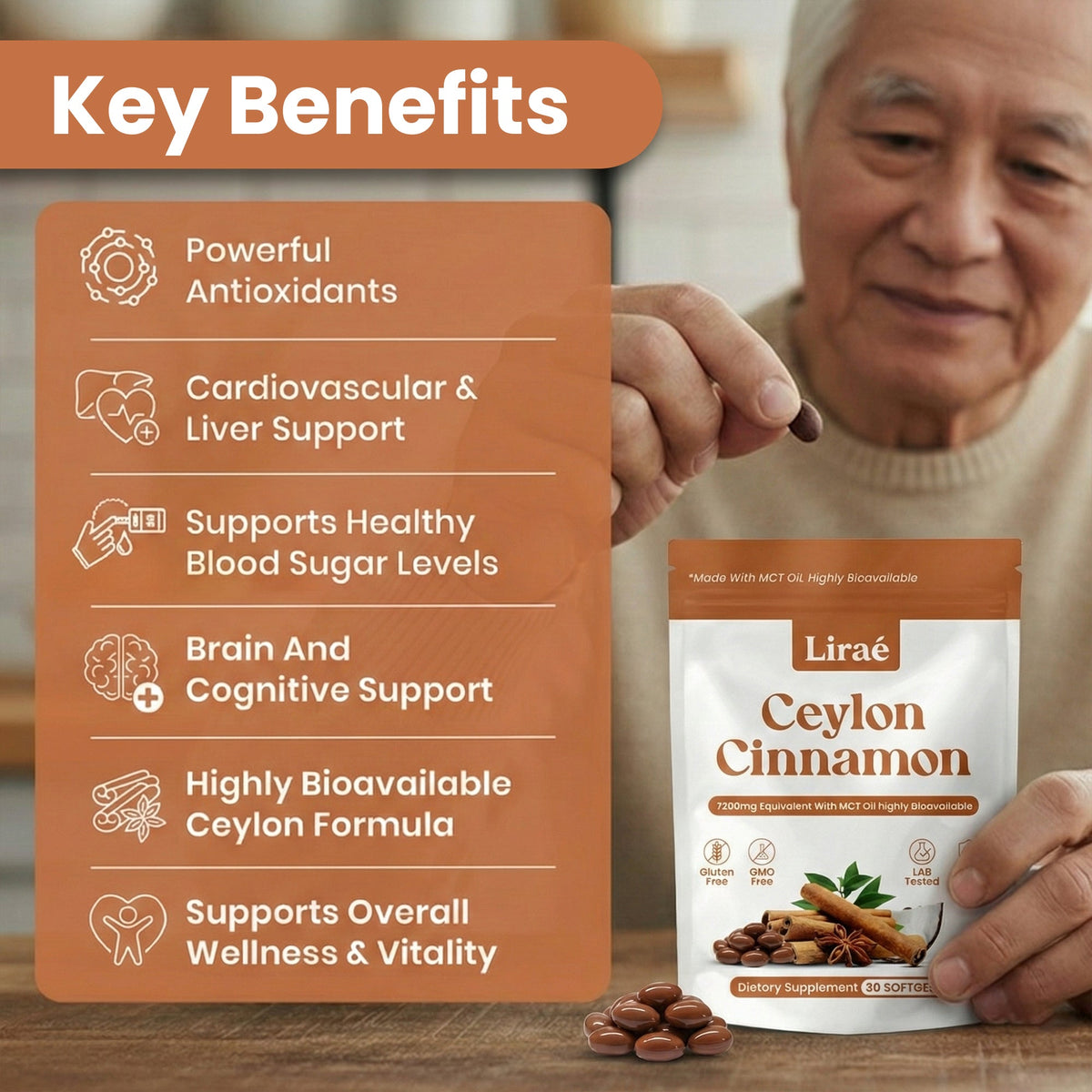 Ceylon Cinnamon 7200mg Equivalent with MCT Oil